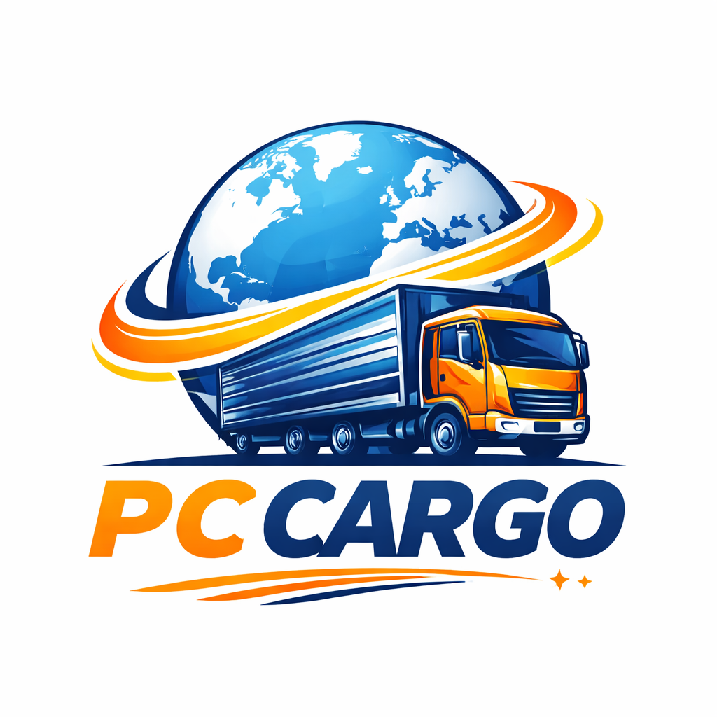 PC CARGO LIMITED company logo featuring blue globe with orange cargo truck